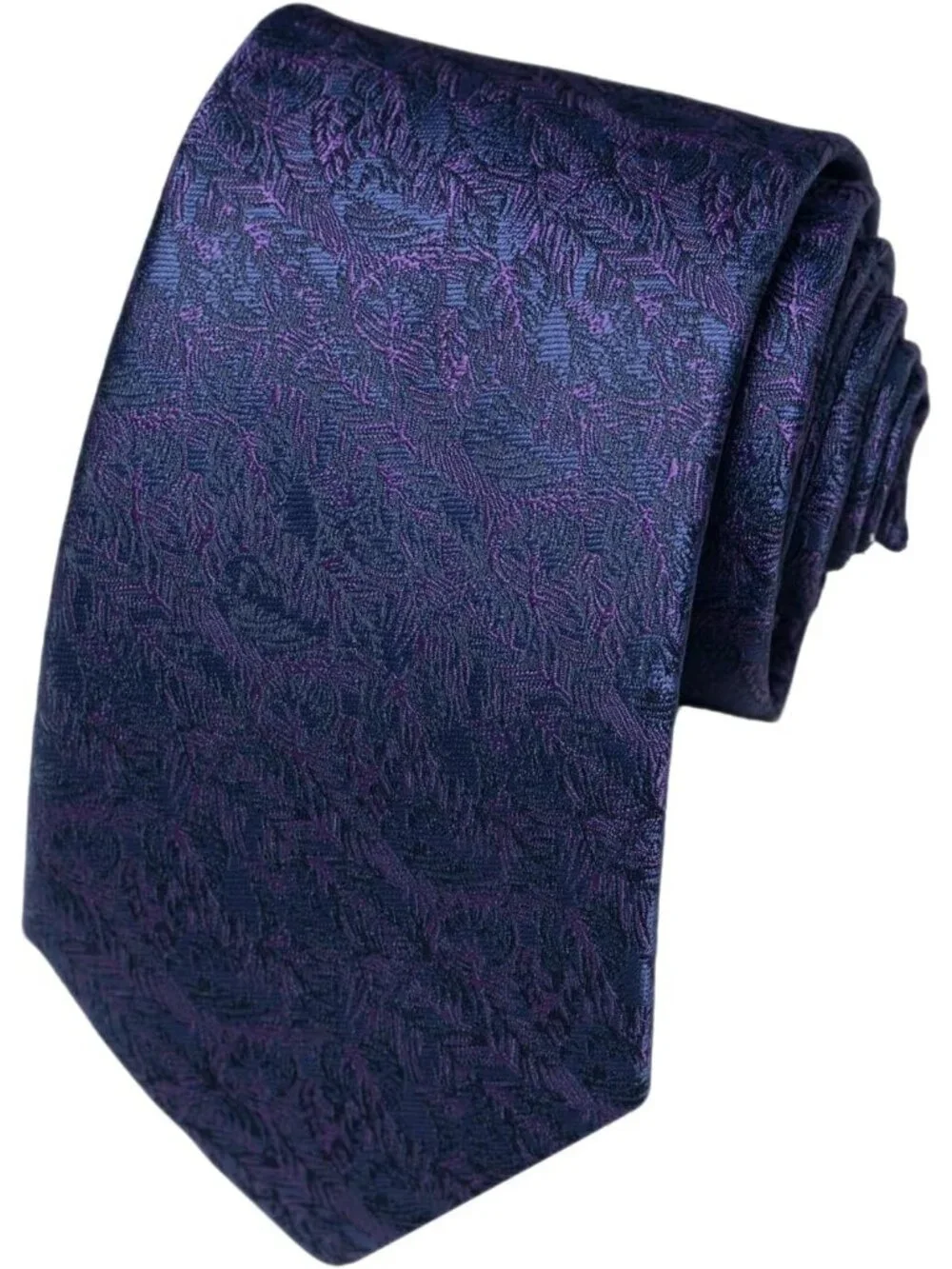 Men's Dark Purple 100% Microfiber Floral Jacquard Formal Necktie For Business